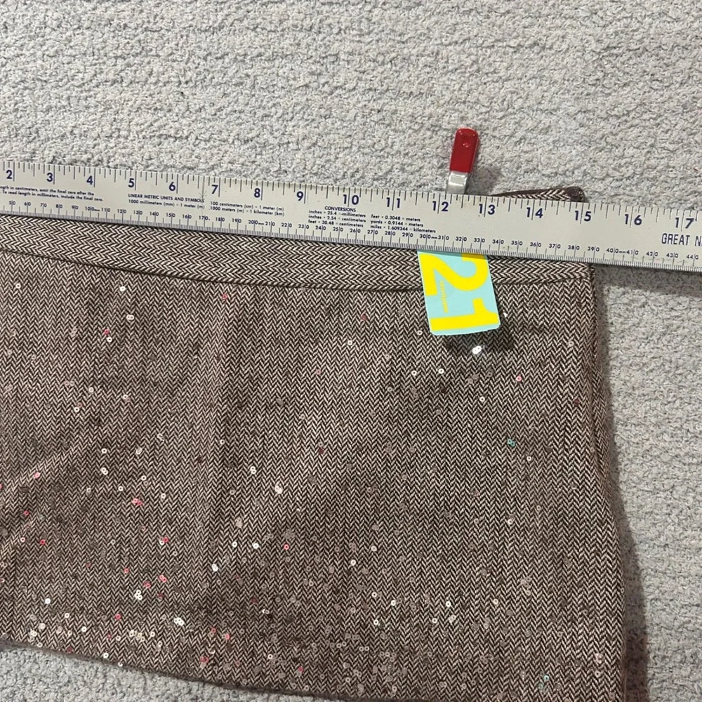 Twenty One Mini Skirt Herringbone Sequin XS Brown Deadstock Y2K Vintage 2000s‎